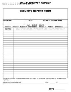 Printable Security Guard Daily Report Sample Form
