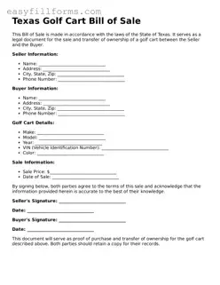 Valid  Golf Cart Bill of Sale Template for Texas