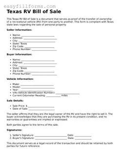 Valid  RV Bill of Sale Template for Texas
