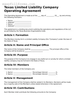 Valid  Operating Agreement Template for Texas