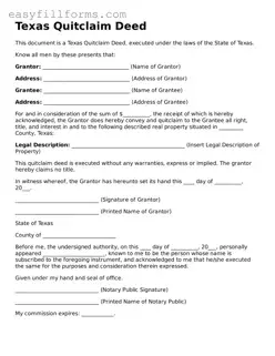 Valid  Quitclaim Deed Template for Texas