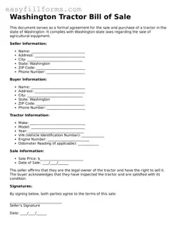 Valid  Tractor Bill of Sale Template for Washington