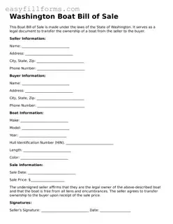 Valid  Boat Bill of Sale Template for Washington