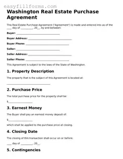 Valid  Real Estate Purchase Agreement Template for Washington