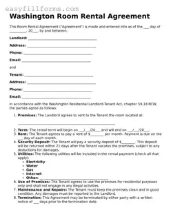 Valid  Room Rental Agreement Template for Washington