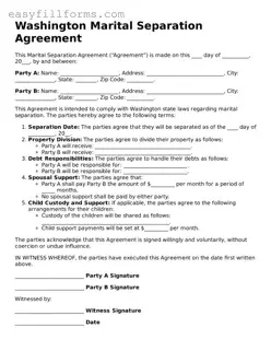 Valid  Marital Separation Agreement Template for Washington