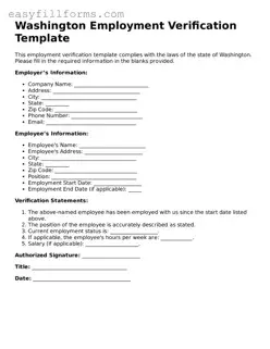 Valid  Employment Verification Template for Washington