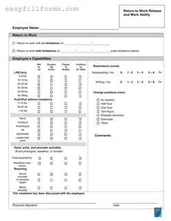 Printable Work Release Form