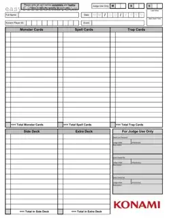 Printable Konami Decklist Form