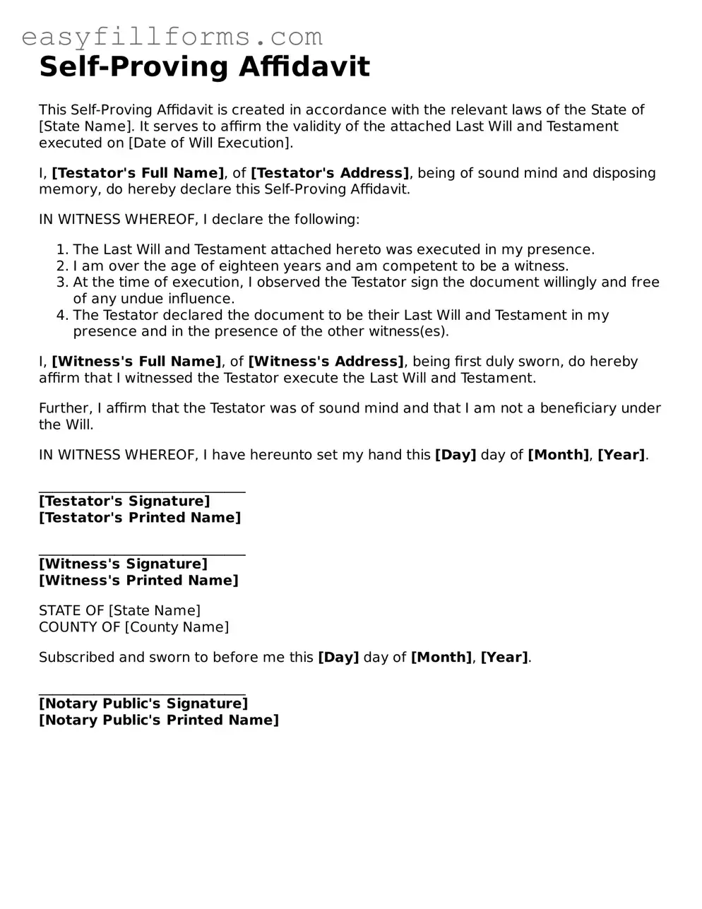Attorney-Verified Self-Proving Affidavit Template