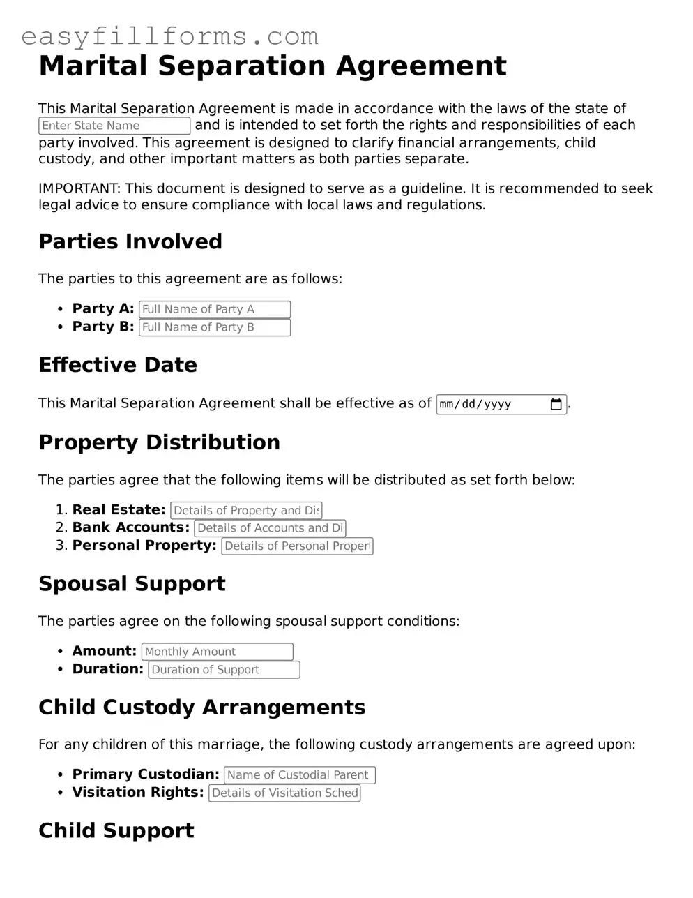 Attorney-Verified Marital Separation Agreement Template