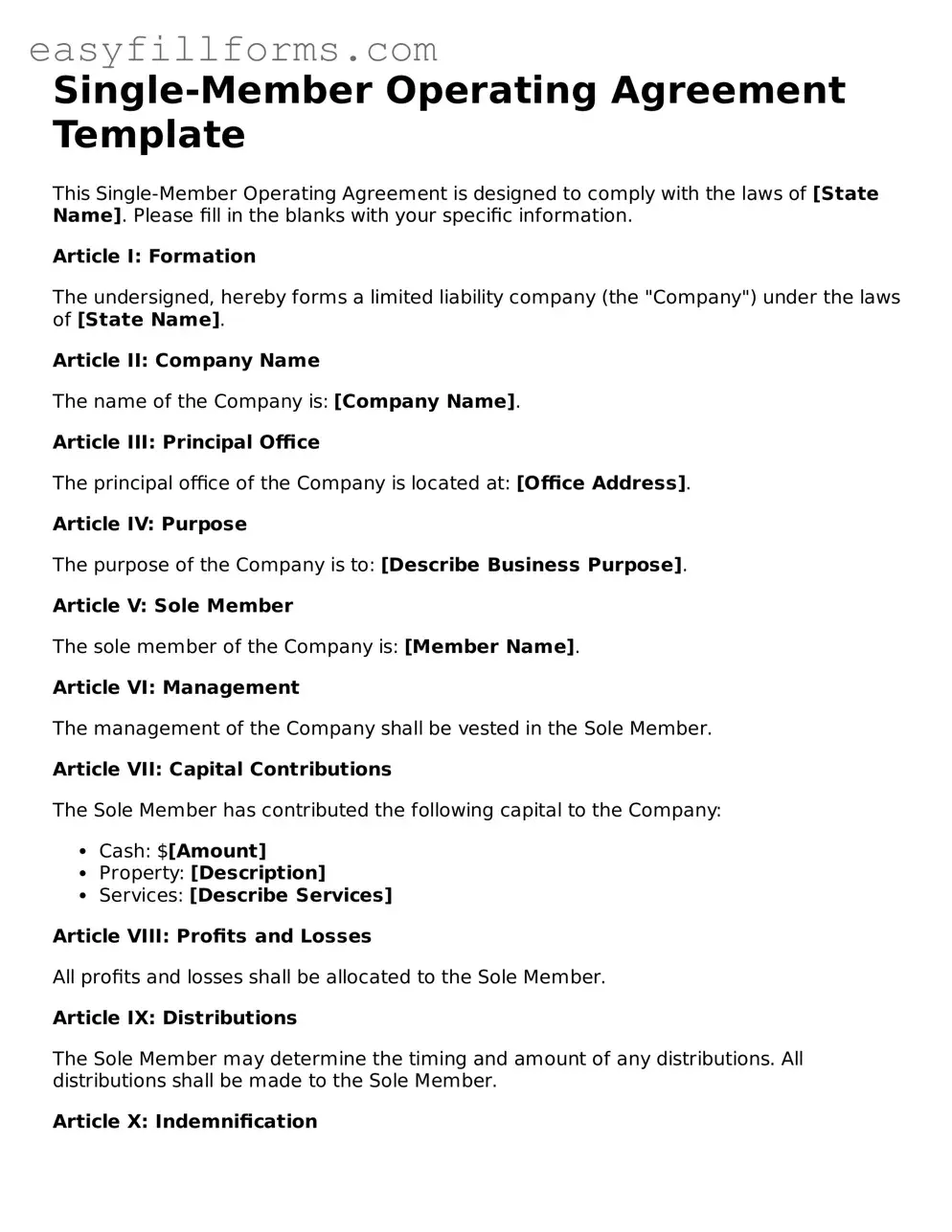 Attorney-Verified Single-Member Operating Agreement Template