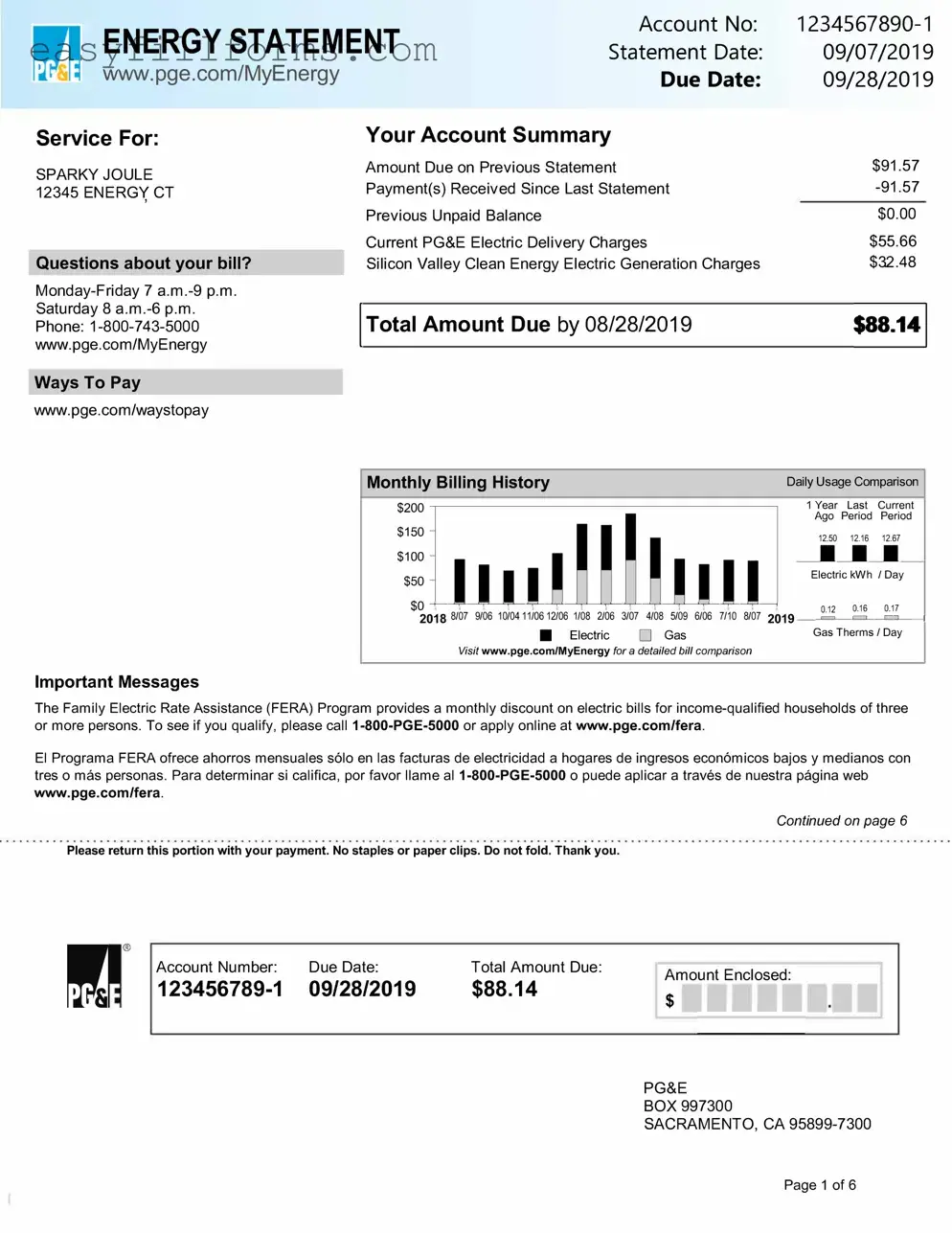Printable Utility Bill Form