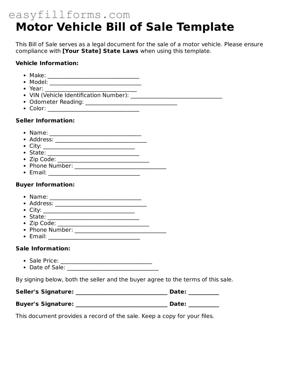 Attorney-Verified Motor Vehicle Bill of Sale Template