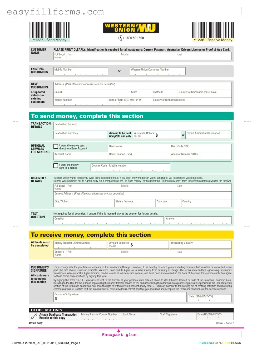 Printable Western Union Form